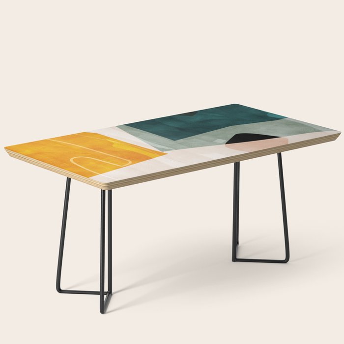 Mid Century Shapes Abstract Painting 3 Coffee Table