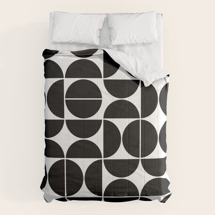 Mid Century Modern Geometric 04 Black Comforter