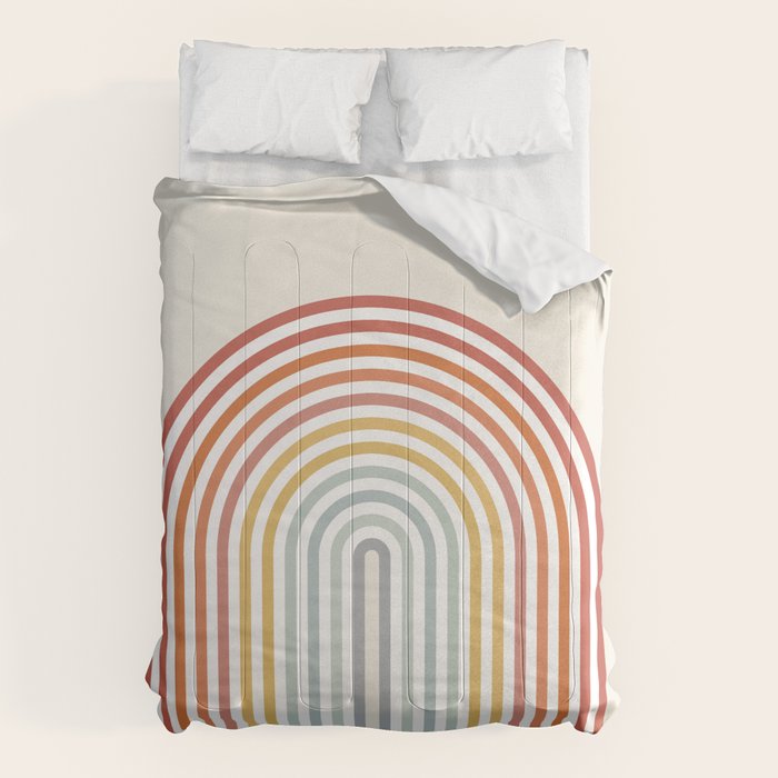 Minimalist Colorful Rainbow Lines  Comforter