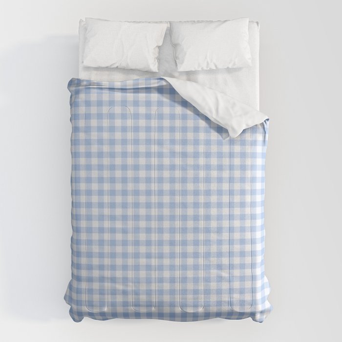 Gingham Plaid Pattern - Natural Sky Blue Comforter