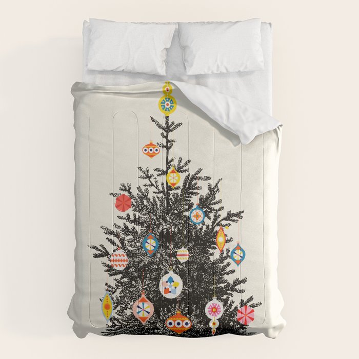 Retro Decorated Christmas Tree Comforter