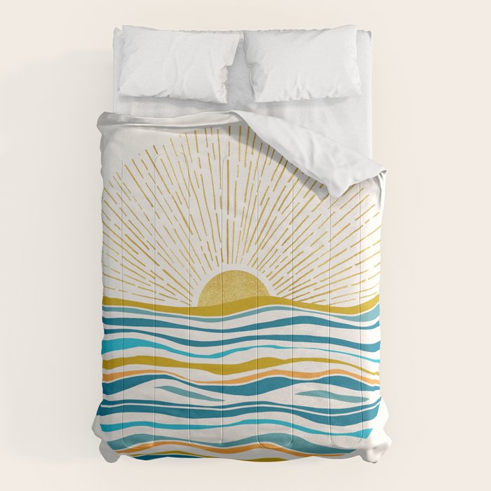 Sunrise At Sea Abstract Landscape Comforter