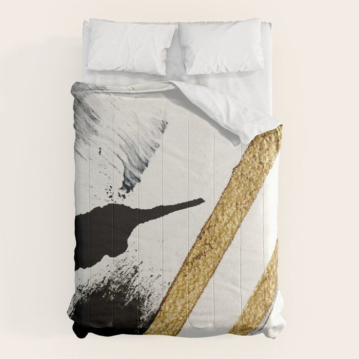 Armor [8]: A Minimal Abstract Piece In Black White And Gold By Alyssa Hamilton Art Comforter