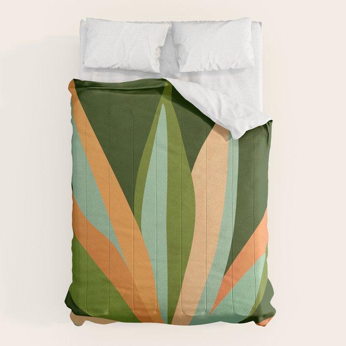 Colorful Agave Painted Cactus Illustration Comforter