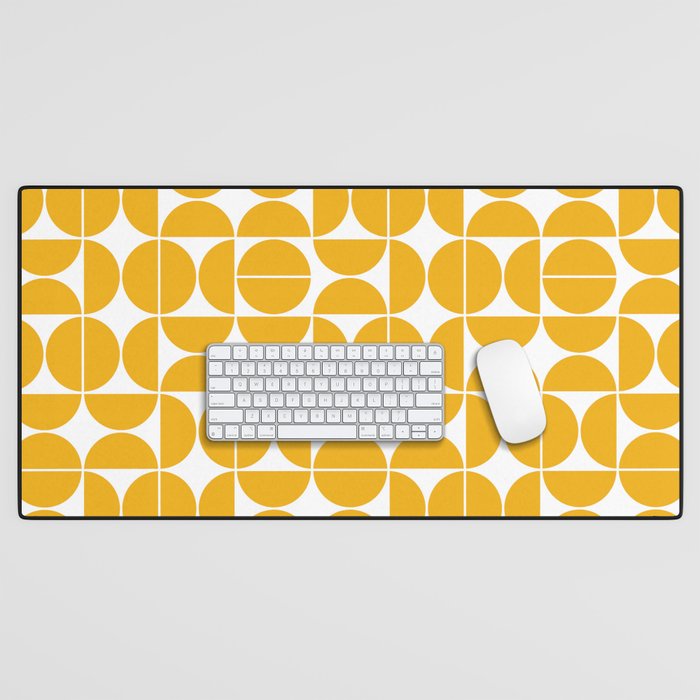 Mid Century Modern Geometric 04 Yellow Desk Mat