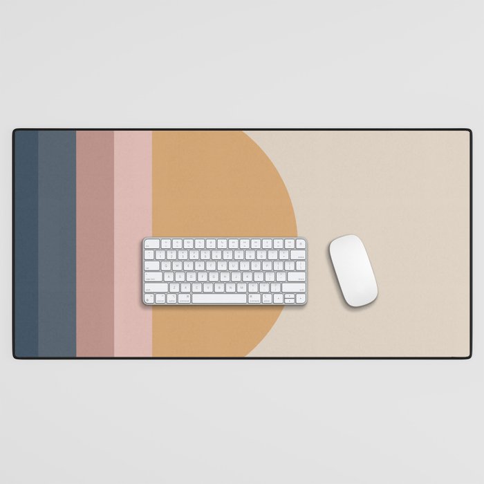 Minimal Retro Sunset - Earthy Neutral Desk Mat