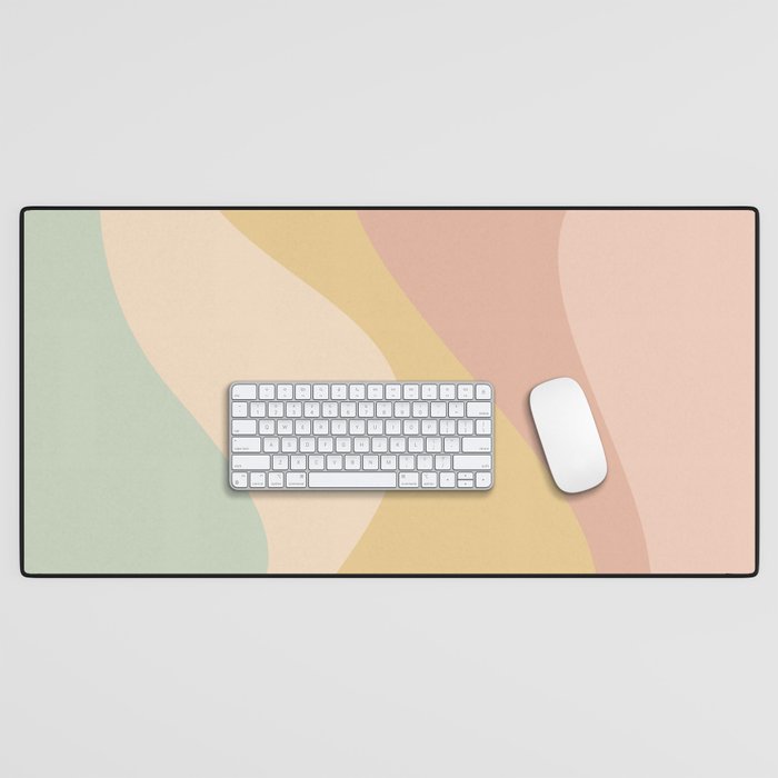 Abstract Color Waves - Neutral Pastel Desk Mat