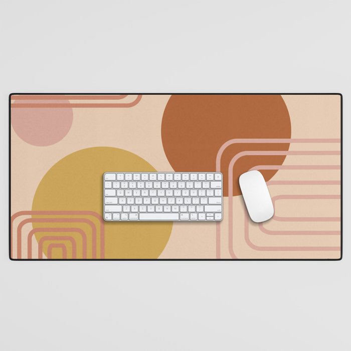 Modern Desert Abstract Shapes And Lines Desk Mat