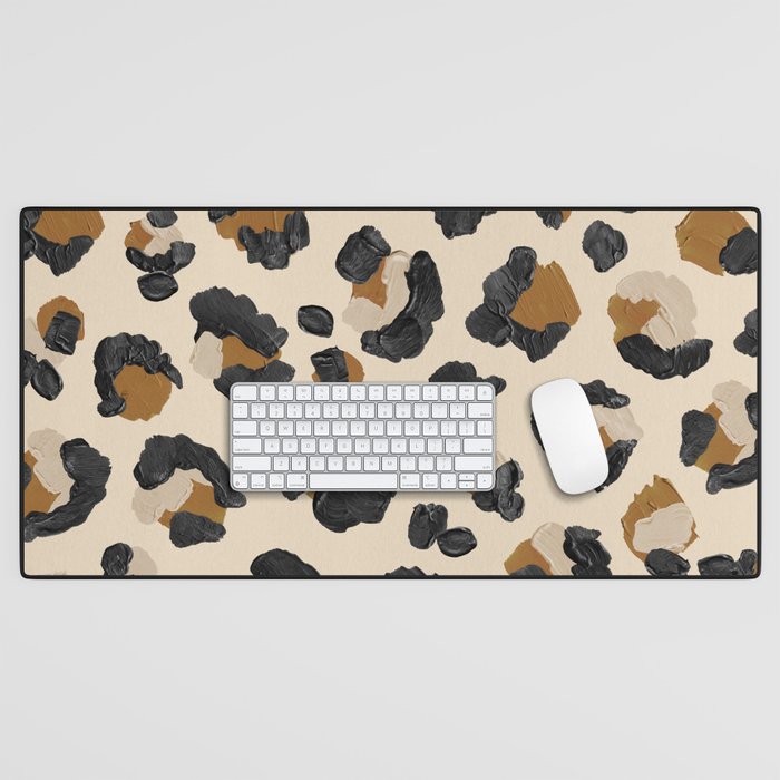 Leopard Print Neutral Gold Light Palette Desk Mat