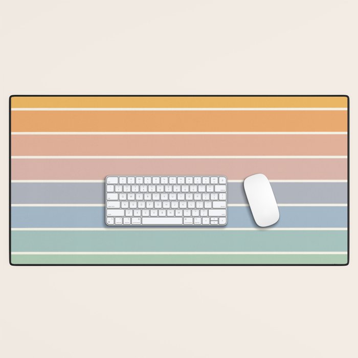 Gradient Arch Xiii Retro Mid Century Modern Rainbow Desk Mat
