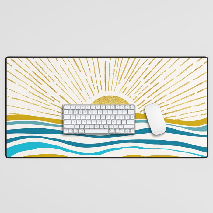 Sunrise At Sea Abstract Landscape Desk Mat