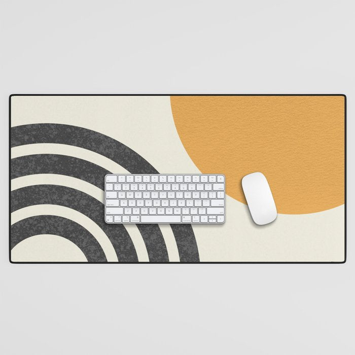 Mid Century Modern Sun And Rainbow Desk Mat