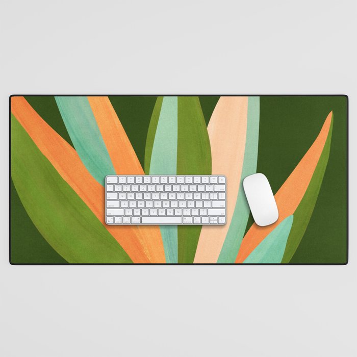 Colorful Agave Painted Cactus Illustration Desk Mat