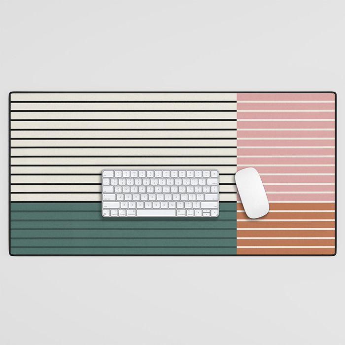 Color Block Line Abstract V Colorful Retro Desk Mat
