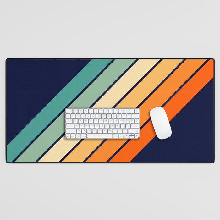 Farida - 70s Vintage Style Retro Stripes Desk Mat