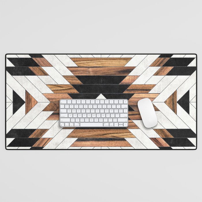 Urban Tribal Pattern No.5 - Aztec - Concrete And Wood Desk Mat