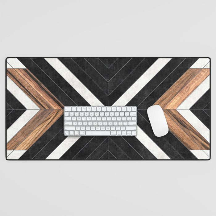 Urban Tribal Pattern No.1 - Concrete And Wood Desk Mat