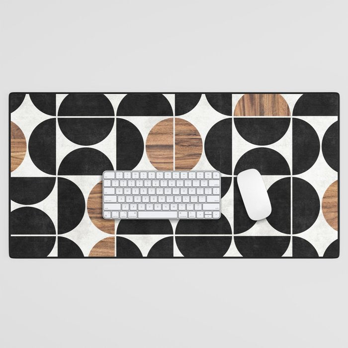 Mid-Century Modern Pattern No.1 - Concrete And Wood Desk Mat