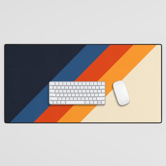 Colorful Classic Retro 70s Vintage Style Stripes - Padona Desk Mat