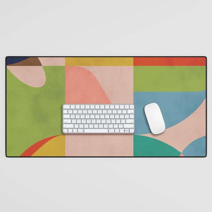 Mid Century Abstract Shapes Spring I Desk Mat