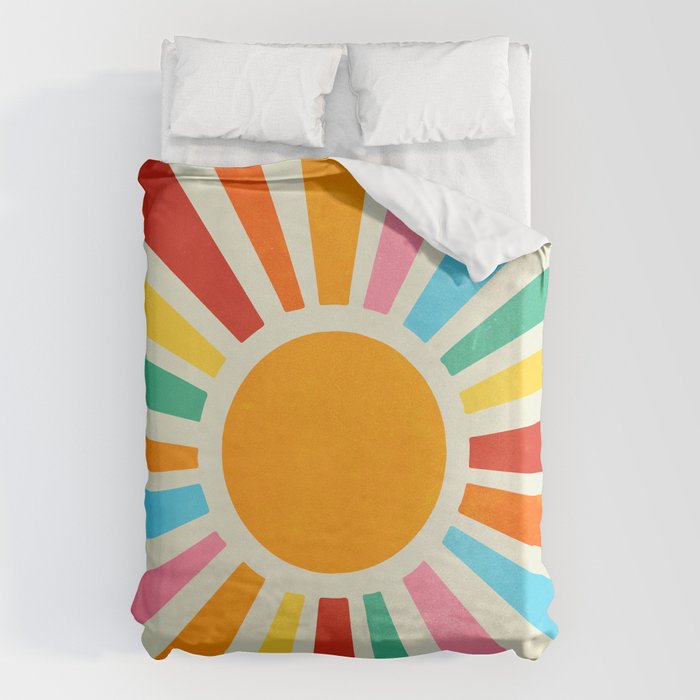 Retro Sunrise: Rainbow Edition Duvet Cover