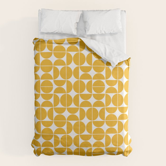 Mid Century Modern Geo 04b Yellow Duvet Cover
