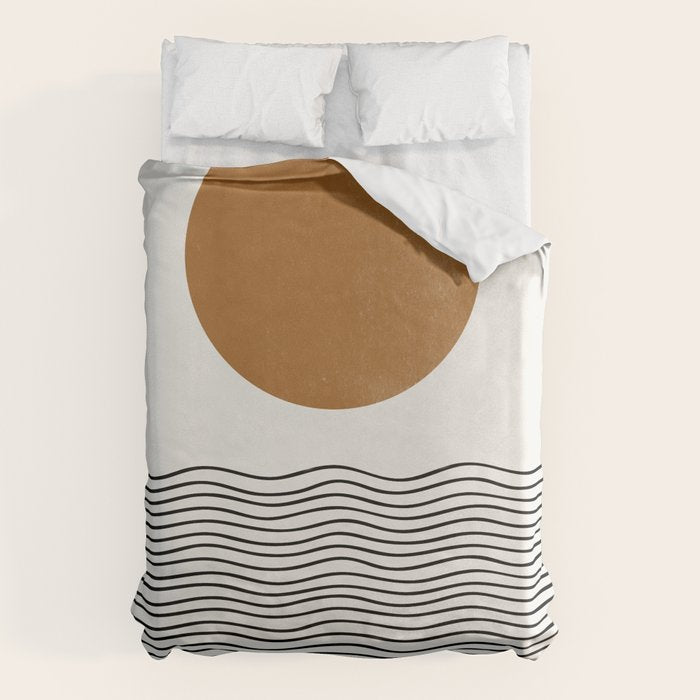 Abstract Landscape, Gold Sun Duvet Cover