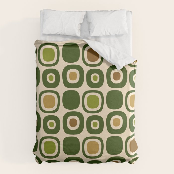 Mid Century Modern Modern Organic Shapes Pattern 321 Green Duvet Cover