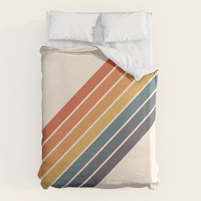 Arida -  70s Summer Style Retro Stripes Duvet Cover