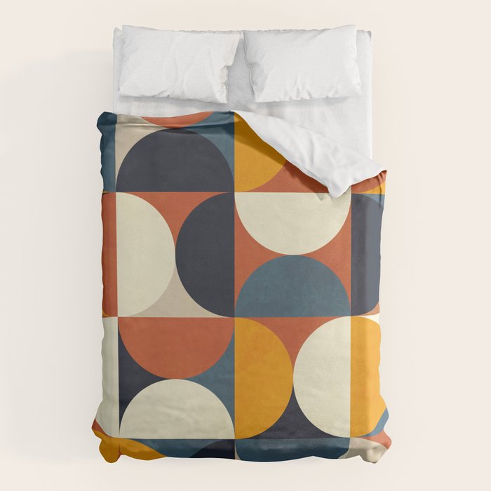 Mid Century Abstract Shapes Fall Winter 3 Duvet Cover