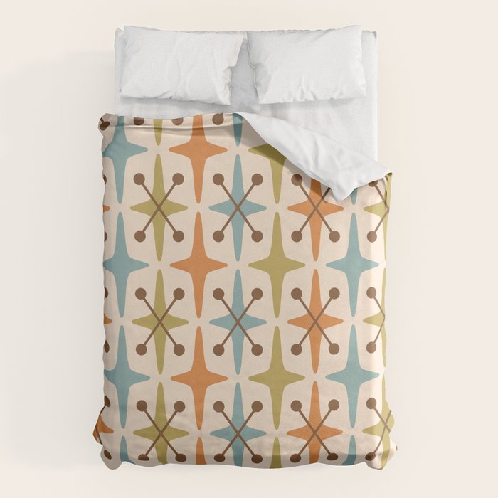 Mid Century Modern Googie Star Pattern Mid Mod Duvet Cover