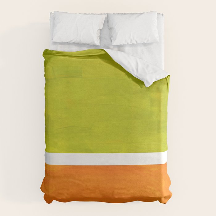 Retro Lime Green Minimalist Abstract Color Block Rothko Midcentury Modern Art Duvet Cover