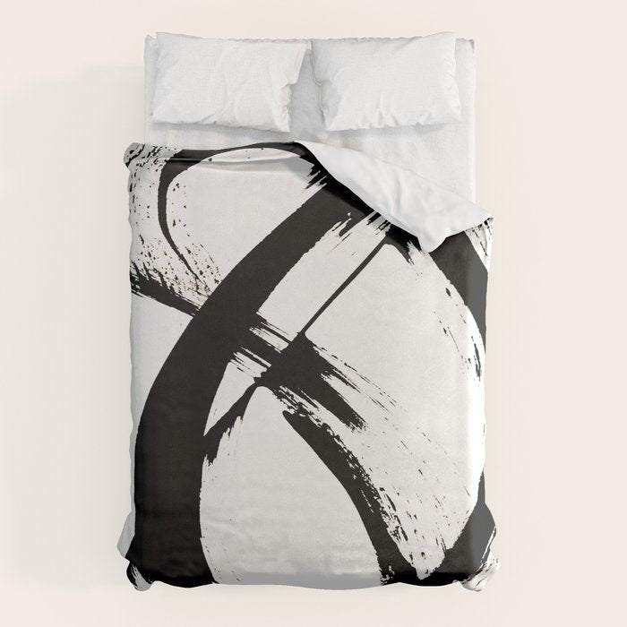 Brushstroke 7: A Minimal, Abstract, Black And White Piece Duvet Cover
