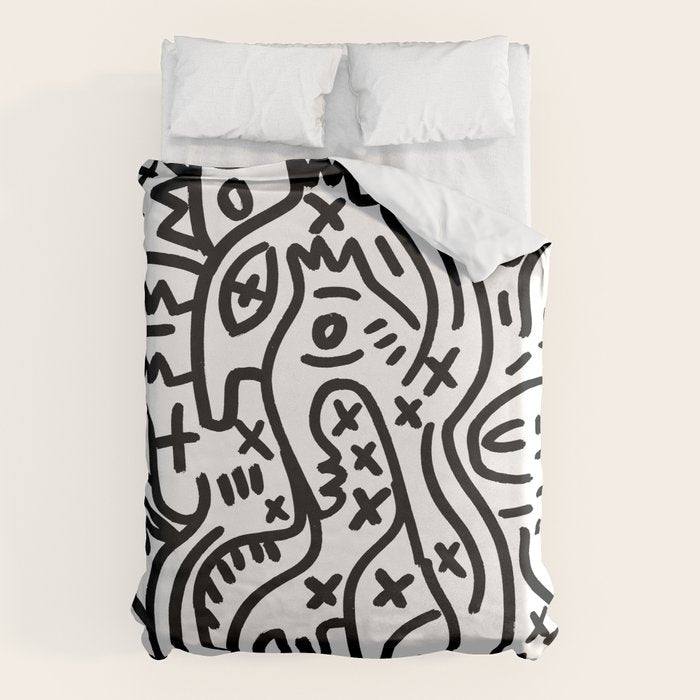 Graffiti Street Art Black And White Duvet Cover