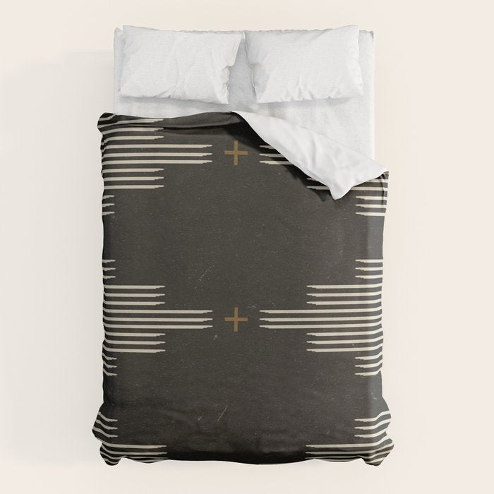Southwestern Minimalist Black & White Duvet Cover