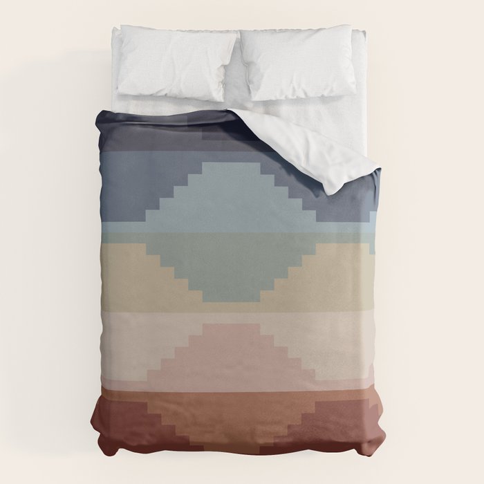 Geometric Aztec Pyramid Pattern Iii Duvet Cover