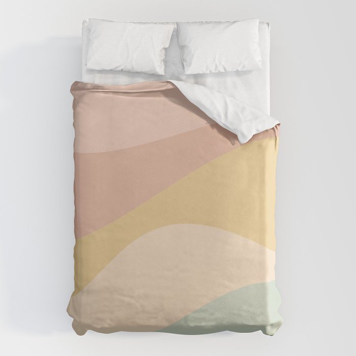 Abstract Color Waves - Neutral Pastel Duvet Cover