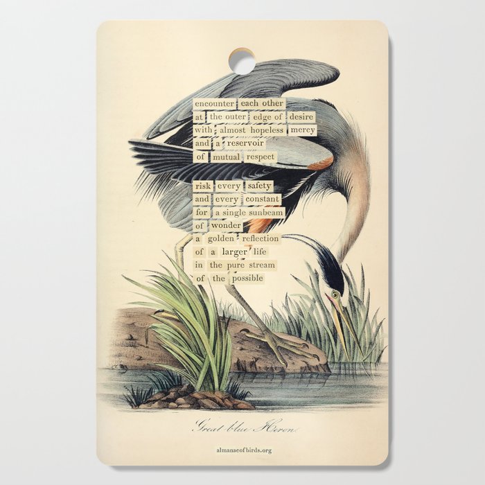 Bird Divinations: Great Blue Heron (About: Almanacofbirds.Org) Cutting Board