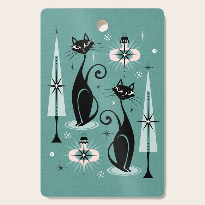 Mid Century Meow Atomic Kitty Christmas ©Studioxtine Cutting Board