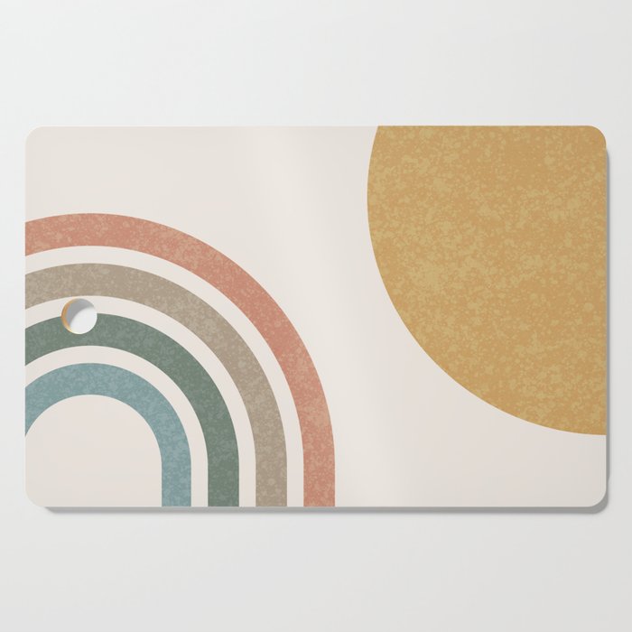 Mid Century Colorful Sun And Rainbow Cutting Board