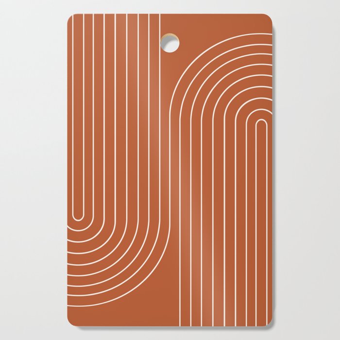 Minimal Line Curvature Ix Red Mid Century Modern Arch Abstract Cutting Board