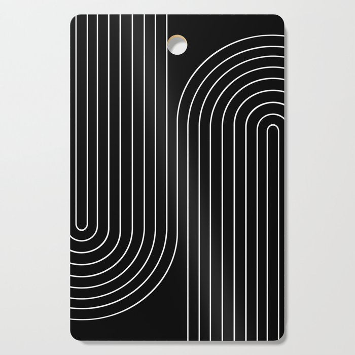 Minimal Line Curvature Ii Black And White Mid Century Modern Arch Abstract Cutting Board
