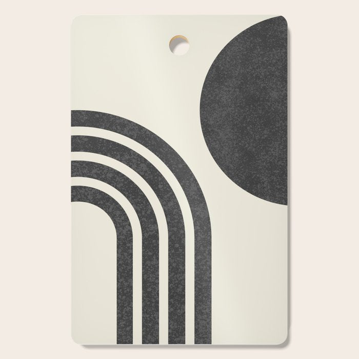 Mid Century Modern - Sun And Rainbow Black And White Cutting Board