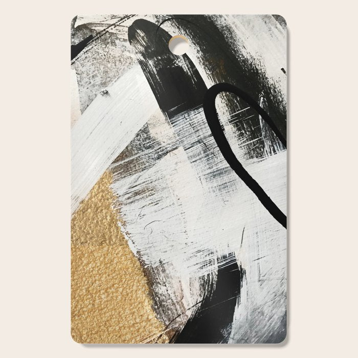 Armor [9]: A Minimal Abstract Piece In Black White And Gold By Alyssa Hamilton Art Cutting Board