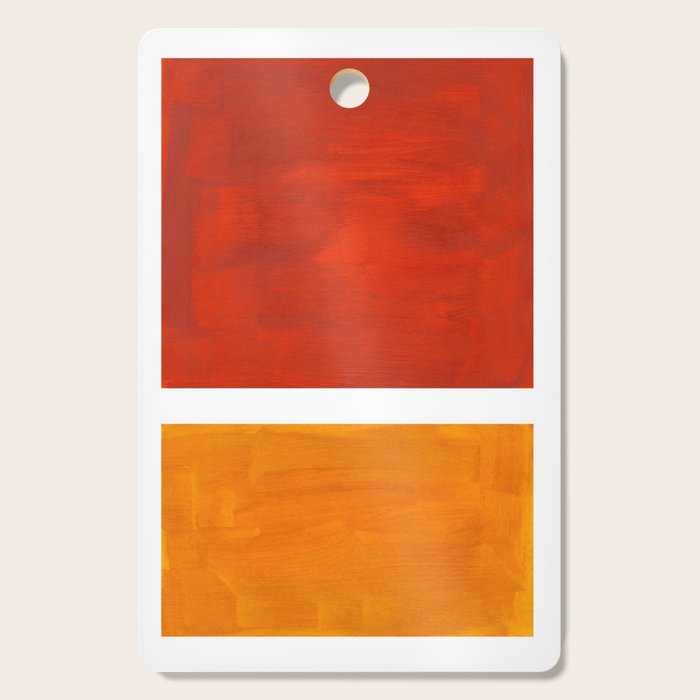 Burnt Orange Yellow Ochre Mid Century Modern Abstract Minimalist Rothko Color Field Squares Cutting Board