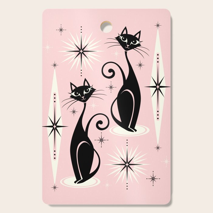 Mid Century Meow Retro Atomic Cats ©Studioxtine Cutting Board