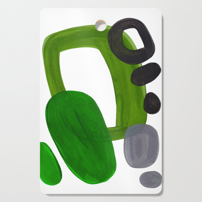 Mid Century Vintage 70'S Design Abstract Minimalist Colorful Pop Art Olive Green Dark Green Grey Cutting Board