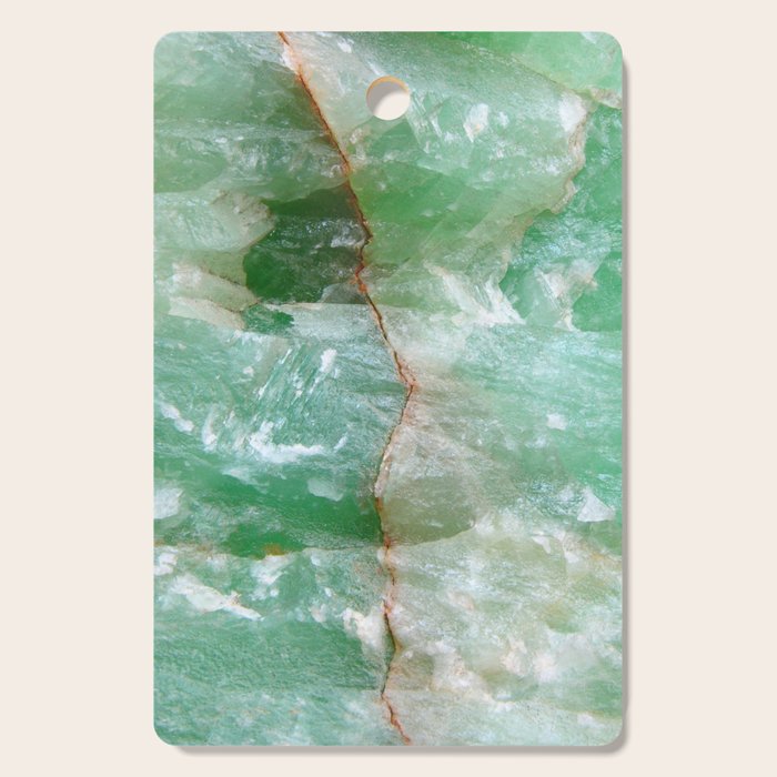 Crystalized Pale Green Quartz Slab With Copper Vein Cutting Board