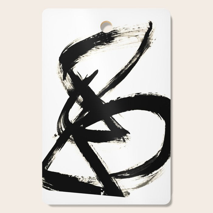 Brushstroke 3 - A Simple Black And White Ink Design Cutting Board