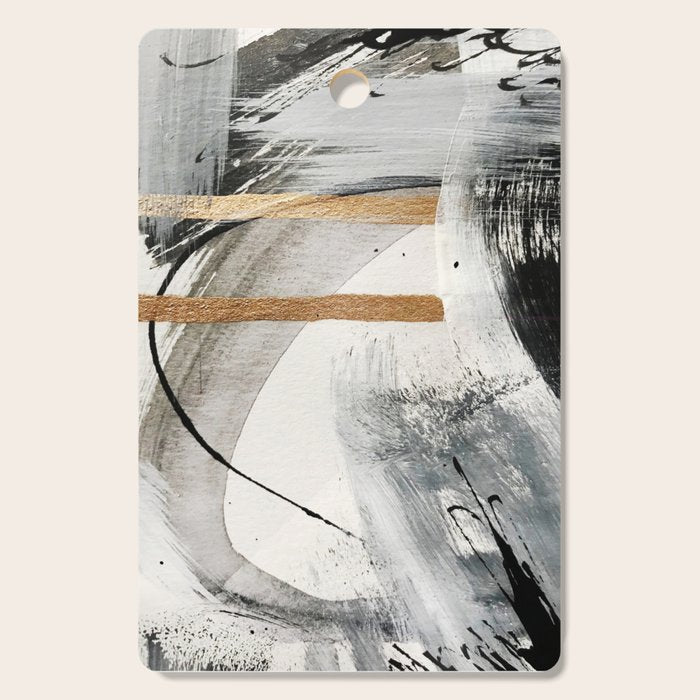Armor [7]: A Bold Minimal Abstract Mixed Media Piece In Gold, Black And White Cutting Board